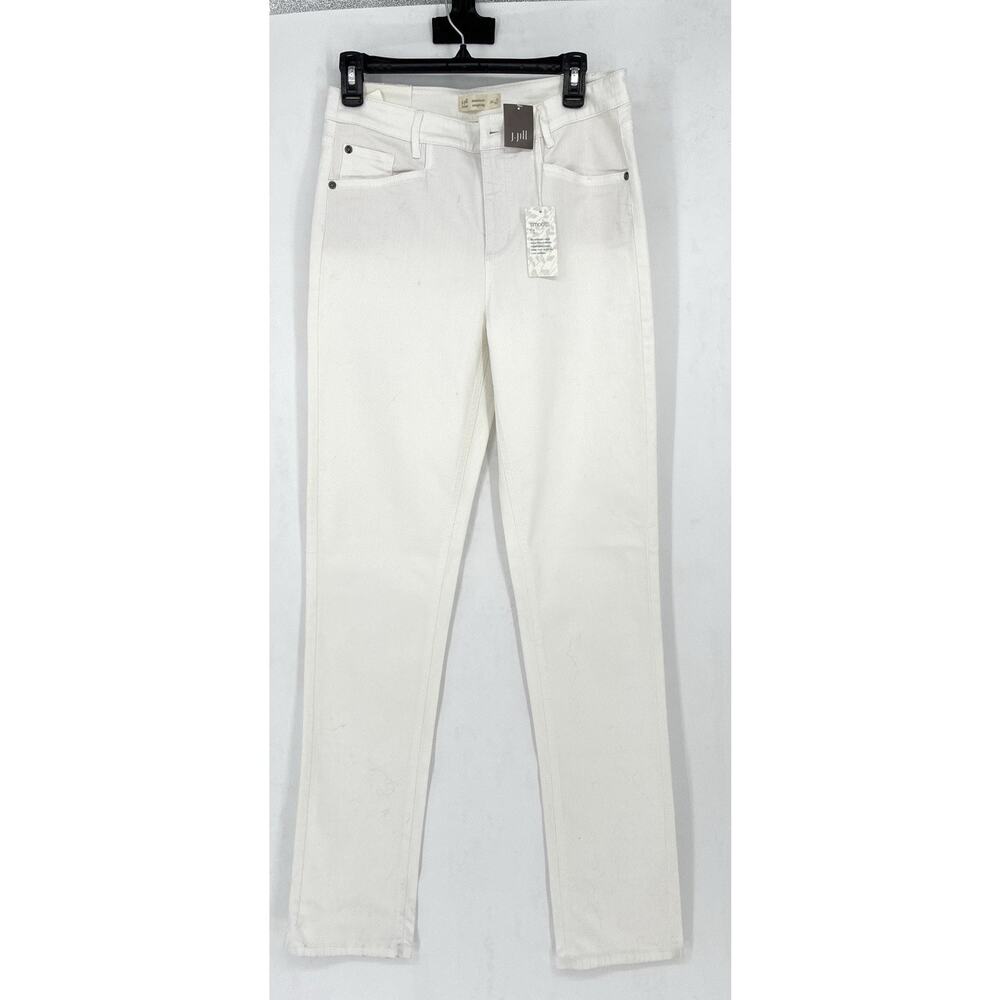 NWT J.Jill White Smooth Fit Sz 8 Tall Tummy Smoothing Panel Cpsle Straight Jeans